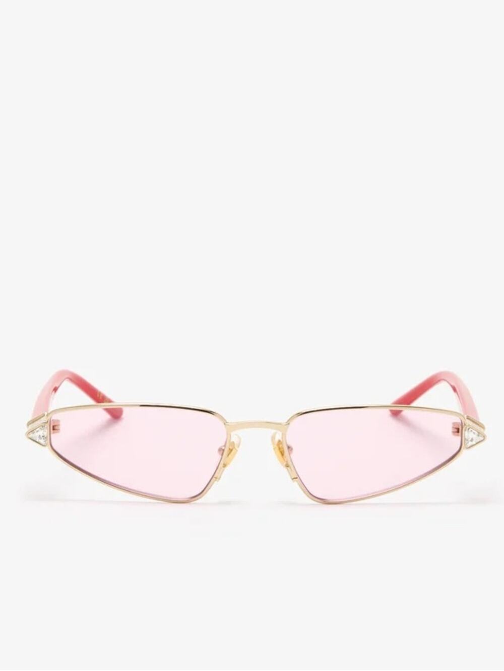 New Valentino VG0035S 002 Slim Cat-Eye Sunglasses in Red and Gold Authentic